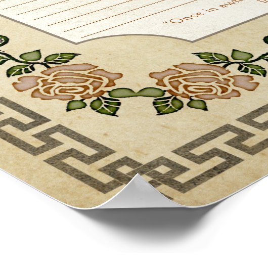 Antiek Grieks huwelijksgetuigschrift Floral Guestb Poster (Hoek)