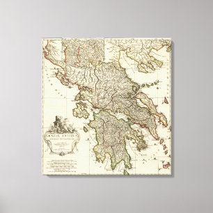 Antiek Griekse kaart Canvas Afdruk