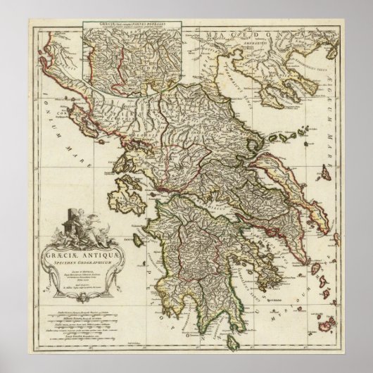 Antiek Griekse kaart Poster (Voorkant)