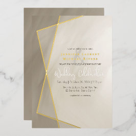 antiek grijs goudlijst troupografie bruiloft goud folie uitnodiging