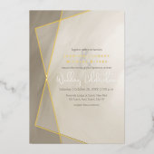 antiek grijs goudlijst troupografie bruiloft goud folie uitnodiging (Voorkant)