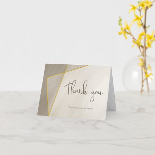 antiek grijs lijst moderne bruiloft bedankt kaart (Gele Bloem)