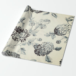 Antiek grijze  botanische tuinbouw cadeaupapier