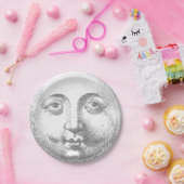 Antiek  grijze maangezicht papieren bordje (Feest)