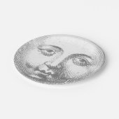 Antiek  grijze maangezicht papieren bordje (Gekanteld)