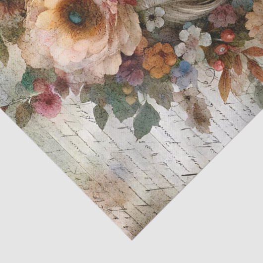 Antiek grillige bloemendame Ephemera boeket Tissuepapier (Detail)