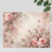 Antiek grillige roze rozentuin, decoupage feestdagenkaart