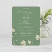 Antiek Groen Engels Ivy Wedding Kaart (Staand voorkant)