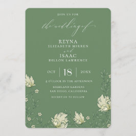 Antiek Groen Engels Ivy Wedding Kaart