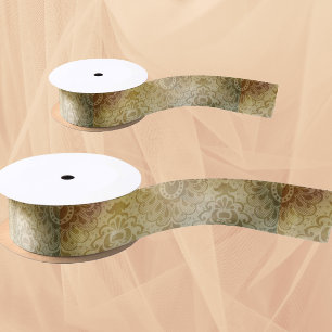 Antiek groen goud damast satijnen lint