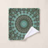Antiek groen mandala patroonontwerp bad handdoek (Wasdoekje)