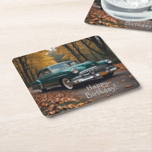 Antiek groene auto kartonnen onderzetters (Schuin)