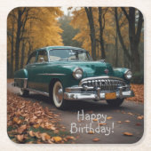 Antiek groene auto kartonnen onderzetters (Voorkant)