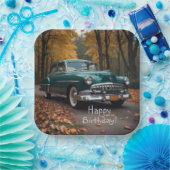 Antiek groene auto papieren bordje (Feest)