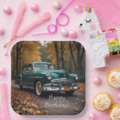 Antiek groene auto papieren bordje (Feest)