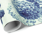 Antiek Groene Indigo Blauwe Floral Toile Cadeaupapier (Rol Hoek)