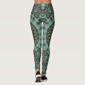 Antiek groene mandala patroon ontwerp leggings (Achterkant)