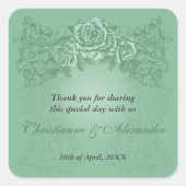 Antiek Groene Rozen Bruiloft Sticker (Voorkant)