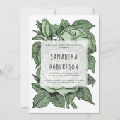 Antiek groene rozen oud vrijgezellenfeest bruiloft kaart (Voorkant)