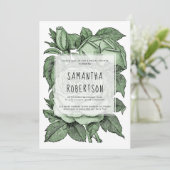 Antiek groene rozen oud vrijgezellenfeest bruiloft kaart (Staand voorkant)