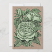Antiek groene rozen oud vrijgezellenfeest bruiloft kaart (Achterkant)