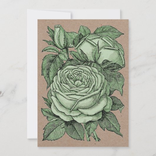 Antiek groene rozen oud vrijgezellenfeest bruiloft kaart (Achterkant)