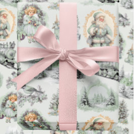 Antiek groene Victoriaans kerst inpakpapier