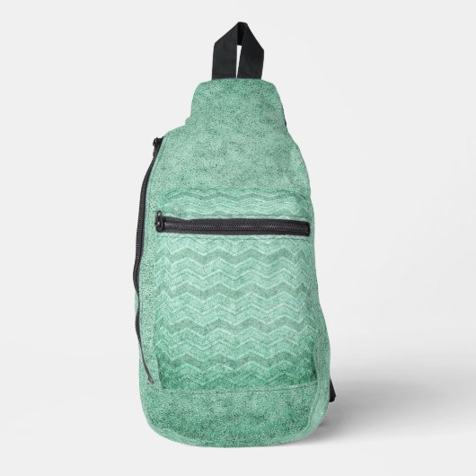 ANTIEK GROENE ZIG ZAG TEXTUUR LOOK SLING BAG (Voorkant)