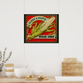 Antiek groentelabel, Olney & Floyd Sugar Corn Poster (Keuken)