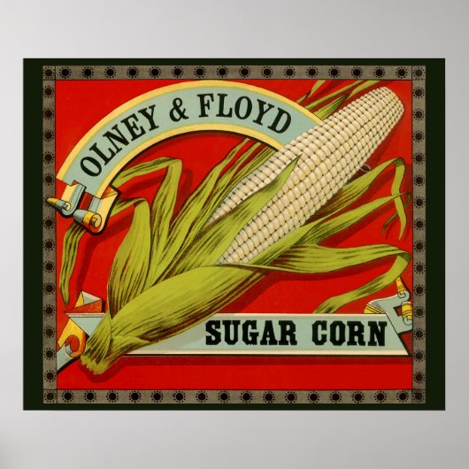 Antiek groentelabel, Olney & Floyd Sugar Corn Poster (Voorkant)