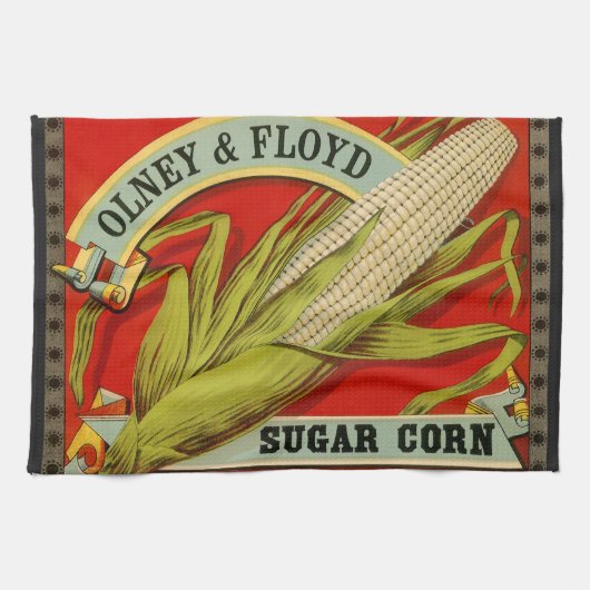 Antiek groentelabel, Olney & Floyd Sugar Corn Theedoek (Horizontaal)