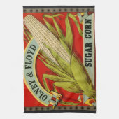 Antiek groentelabel, Olney & Floyd Sugar Corn Theedoek (Verticaal)
