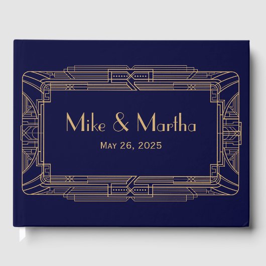 Antiek Grote Gatsby Art Deco bruiloft gastenboek (Voorkant)