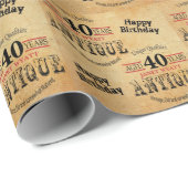 Antiek Grunge Birthday | 40e verjaardag Cadeaupapier (Rol Hoek)