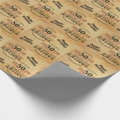 Antiek Grunge Birthday | 50e verjaardag Cadeaupapier (Hoek)