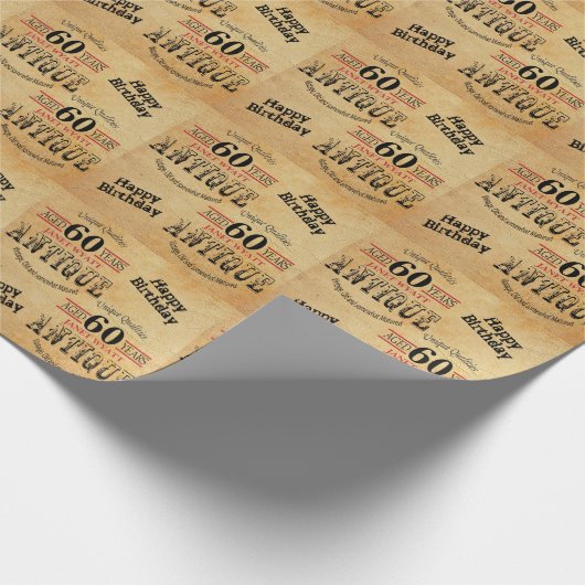 Antiek Grunge Birthday | 60e verjaardag Cadeaupapier (Hoek)