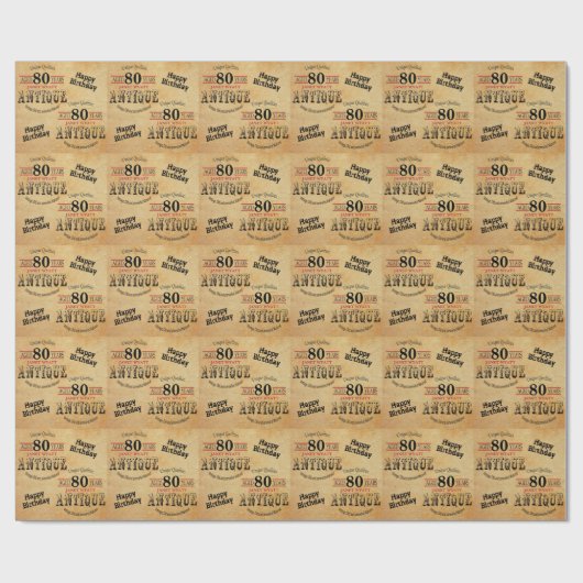 Antiek Grunge Birthday | 80e verjaardag Cadeaupapier (Vlak)