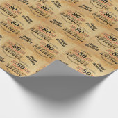 Antiek Grunge Birthday | 80e verjaardag Cadeaupapier (Hoek)