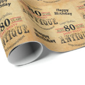 Antiek Grunge Birthday | 80e verjaardag Cadeaupapier (Rol Hoek)