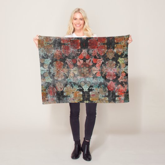 Antiek Grunge Oud handgemaakt woltapijt Sh Fleece Deken (In situ)