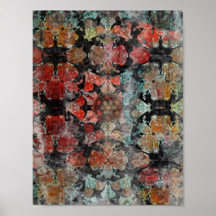 Antiek Grunge  Oud handgemaakt woltapijt Sh Poster