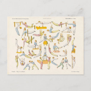 Antiek gymnastiekdiagram briefkaart