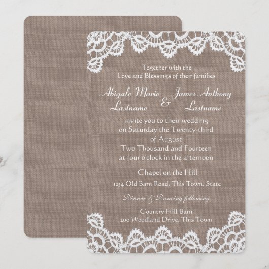 Antiek haakkant en jute kaart (Voorkant / Achterkant)