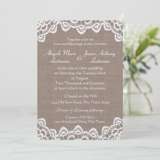 Antiek haakkant en jute kaart (Staand voorkant)