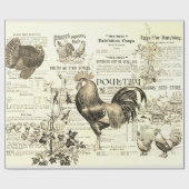 Antiek haan tuinbouw advertenties Ephemera beige Cadeaupapier (Vlak)