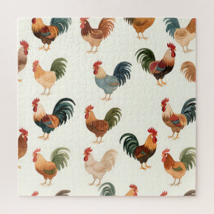 Antiek Haanpatroon Boerderij Stijl Legpuzzel