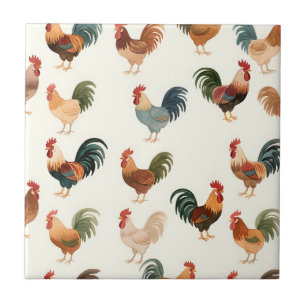 Antiek Haanpatroon Boerderij Stijl Tegeltje