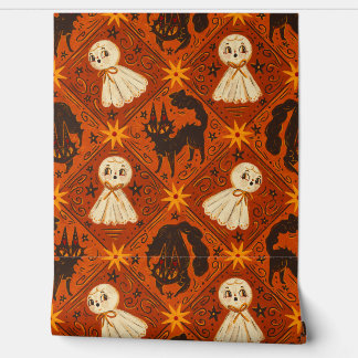 Antiek Halloween Ghost & Black Cats Harlequin Behang
