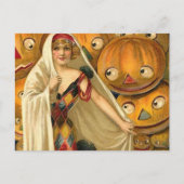 Antiek Halloween Jack O Lantern kostuum vrouw Briefkaart (Voorkant)
