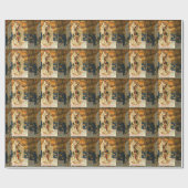 Antiek Halloween Jack O Lantern kostuum vrouw Cadeaupapier (Vlak)